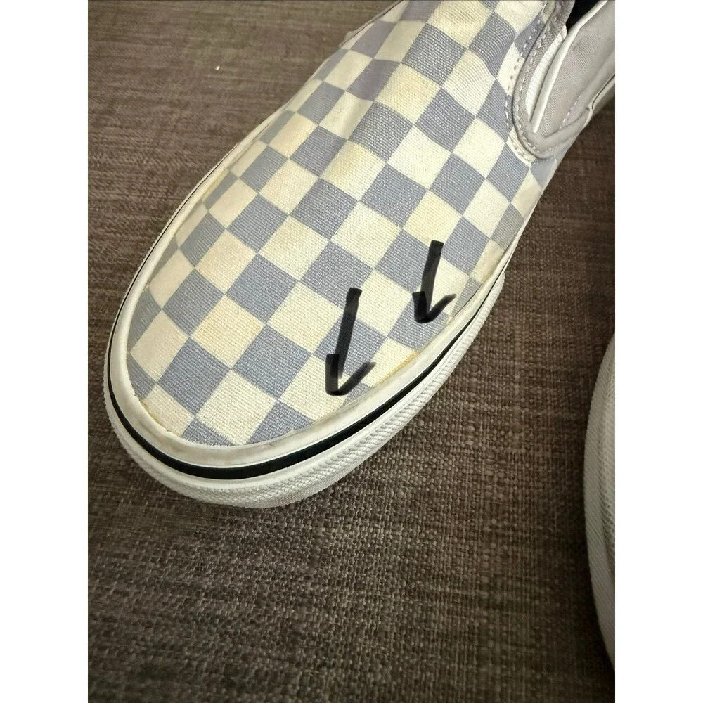 Women’s Vans  Slip-On Checkerboard Light Purple Canvas Shoes Size 7.5 *Read*